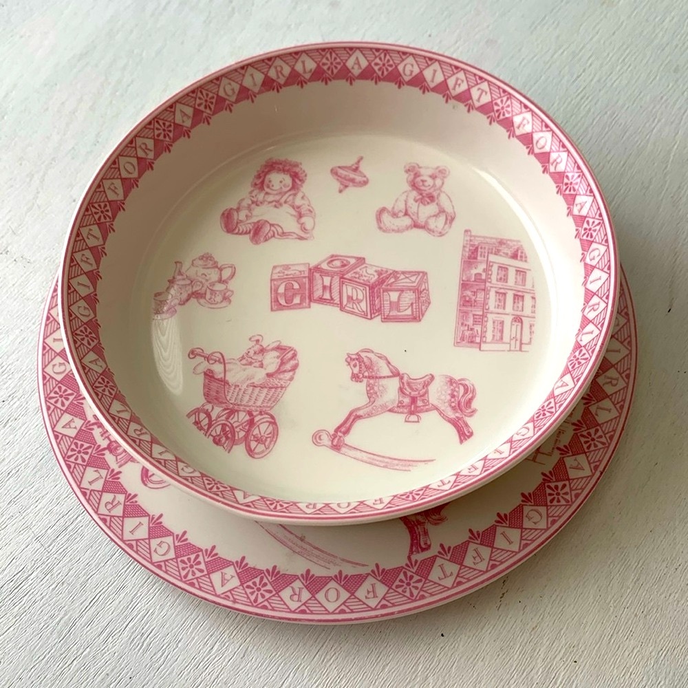 Baby plate and bowl set Queen’s China Nurseryware Vintage style design